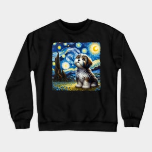 Starry Havanese Portrait - Dog Portrait Crewneck Sweatshirt